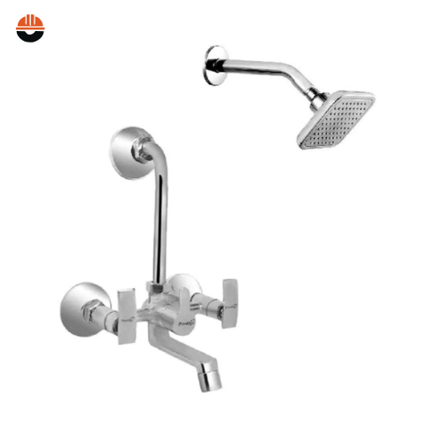 Prestige-(PR199-d)-Prestige Passion 2 Pcs Brass Chrome Finish Wall Mixer & Cruzz Shower Head Set
