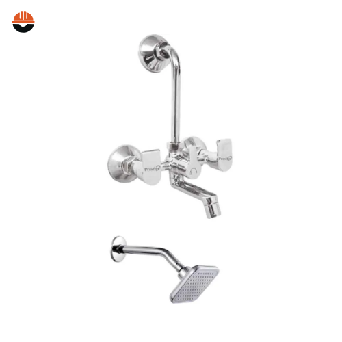 Prestige-(PR200-d)-Prestige Waterfall 2 Pcs Brass Chrome Finish Telephonic Wall Mixer & Cruzz Head Shower Set