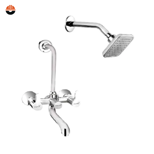 Prestige-(PR202-d)-Prestige Eva 2 Pcs Brass Chrome Finish Wall Mixer & Cruzz Shower Head Set