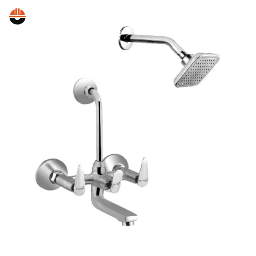 Prestige-(PR203-d)-Prestige Slim 2 Pcs Brass Chrome Finish Wall Mixer & Cruzz Shower Head Set